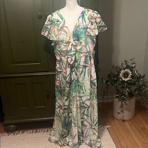 NWT, Taylor Tropical Print Maxi Dress, 24W